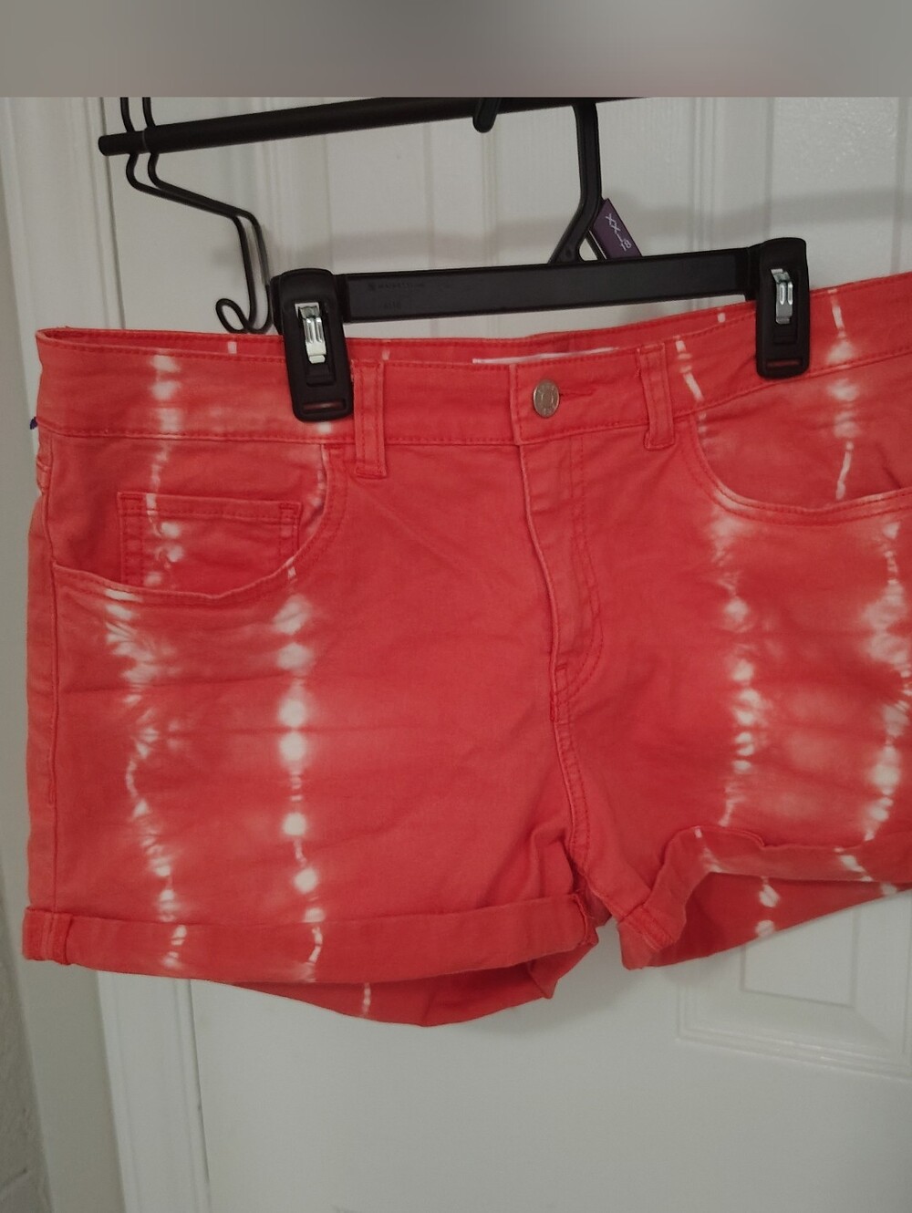 Women’s Coral Tie-Dye Denim Shorts